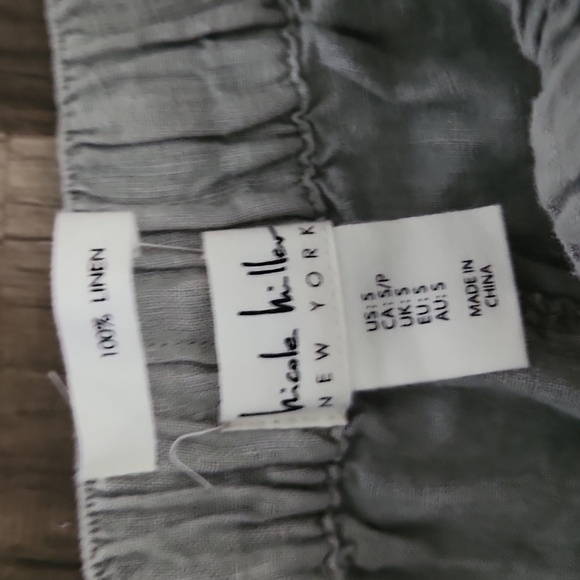NICOLE by Nicole Miller New York Gray 100% Linen Pants Size  Small with Pockets - Picture 3 of 6